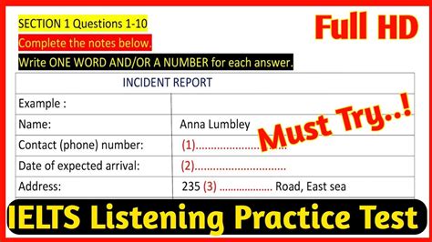 incident report listening answers.
